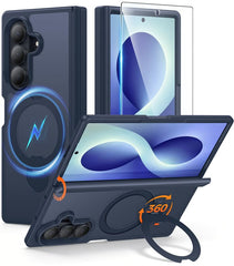 Samsung Galaxy Z Fold 8 Ultra/Z Fold 7 Case: 360° Spin Magnetic Stand, MagSafe, Screen Protector, Translucent Matte Military Grade Shockproof Full Hinge Protection