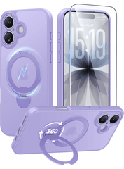 iPhone 17 Case: 360° Spin Magnetic Stand, MagSafe, Screen Protector, Translucent Matte Military Grade Shockproof Full Camera Protective Phone Cover