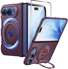 iPhone Ultra 2026 Case: 360° Spin Magnetic Stand Translucent Matte Military Grade Shockproof