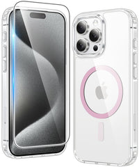 iPhone 15 Pro Clear Case: Magnetic Charging Anti Yellowing Shockproof Magsafe Support