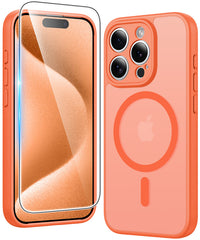 FNTCASE iPhone 15 Pro ケース: 強力なマグネット式半透明マットスリム耐衝撃落下保護電話カバー