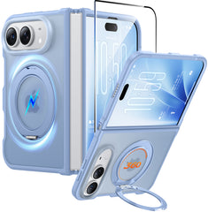 iPhone Ultra 2026 Case: 360° Spin Magnetic Stand Translucent Matte Military Grade Shockproof