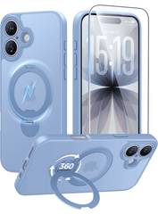 iPhone 17 Case: 360° Spin Magnetic Stand, MagSafe, Screen Protector, Translucent Matte Military Grade Shockproof Full Camera Protective Phone Cover
