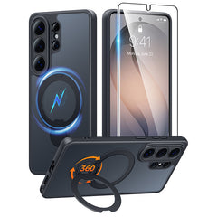 Samsung Galaxy S26 Ultra Case: 360° Spin Magnetic Stand, MagSafe, Screen Protector, Translucent Matte Military Grade Shockproof Full Camera Protective Phone Cover