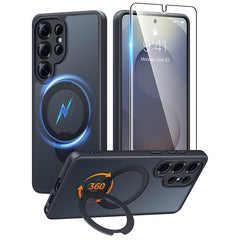 Samsung Galaxy S25 Ultra Case: 360° Spin Magnetic Stand, MagSafe, Screen Protector, Translucent Matte Military Grade Shockproof Full Camera Protective Phone Cover