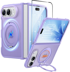 iPhone Ultra 2026 Case: 360° Spin Magnetic Stand Translucent Matte Military Grade Shockproof