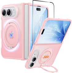 iPhone Ultra 2026 Case: 360° Spin Magnetic Stand Translucent Matte Military Grade Shockproof