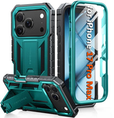 FNTCASE For iPhone 17 Pro Max 6.9 inch Phone Case: Military Grade Shockproof with Built-in Screen Protector and Kickstand