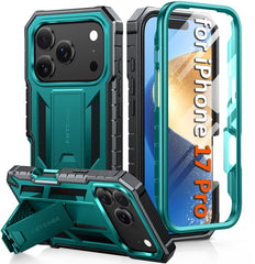 FNTCASE Handyhülle für iPhone 17 Pro 6,3 Zoll: Stoßfest in Militärqualität mit integriertem Displayschutz und Ständer