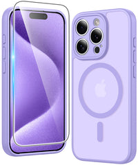 FNTCASE iPhone 15 Pro ケース: 強力なマグネット式半透明マットスリム耐衝撃落下保護電話カバー