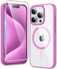 FNTCASE for iPhone 15 Pro Case: Clear Anti Yellowing Magnetic Military Grade Drop Protection Cell Phone Cover - Rugged Shockproof Protective Bumper Transparent