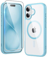 FNTCASE for iPhone 16 Plus Case: Clear Anti Yellowing Magnetic Military Grade Drop Protection Cell Phone Cover - Rugged Shockproof Protective Bumper Transparent