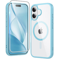 FNTCASE for iPhone 16 Case: Clear Anti Yellowing Magnetic Military Grade Drop Protection Cell Phone Cover - Rugged Shockproof Protective Bumper Transparent