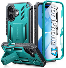 FNTCASE For iPhone 17 Phone Case: Military Grade Shockproof with Built-in Screen Protector and Kickstand