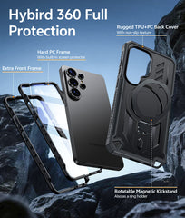 Magnetic Kickstand Case for Samsung Galaxy S26 Ultra 6.9”, Military Grade Protective Cover with Built-in Screen Protector & 2 Front Frames