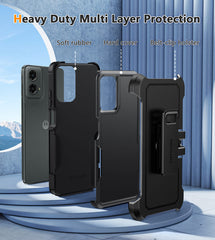 FNTCASE for Moto G 5G 2024 Case: Dual Layer Military Grade Drop Protection Phone Cover with Belt-Clip Holster | Rugged Durable Heavy Duty Shockproof Protective Bumper Tough