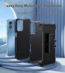 FNTCASE for Motorola Moto G Play 4G 2024 Case: Dual Layer Military Grade Drop Protection Phone Cover with Belt-Clip Holster | Rugged Durable Heavy Duty Shockproof Protective Bumper Tough