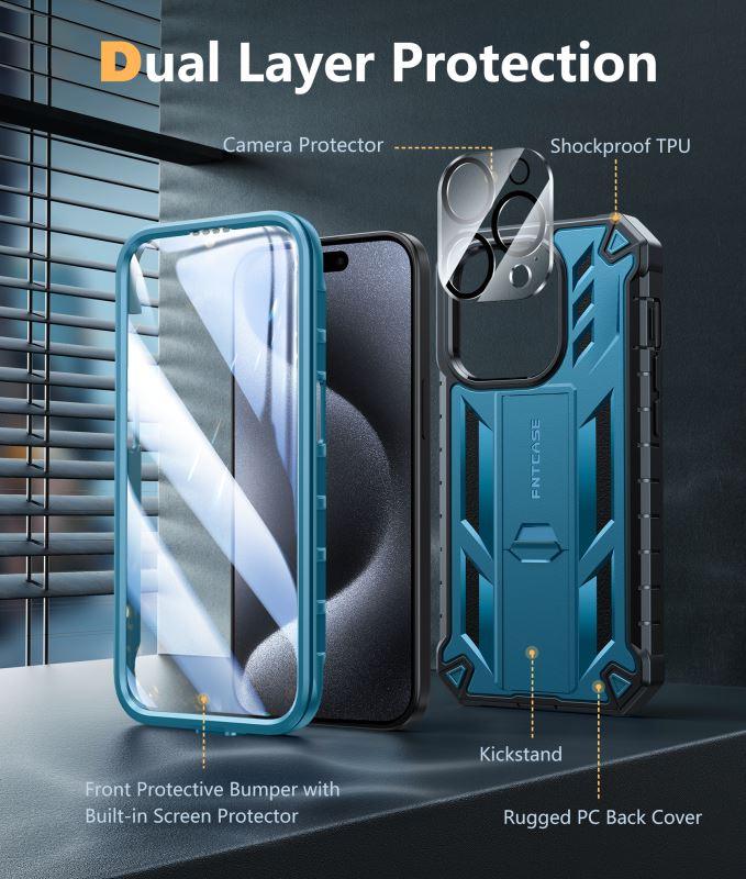 iPhone 15 Pro Phone Cover with Built-in Screen FNTCASE