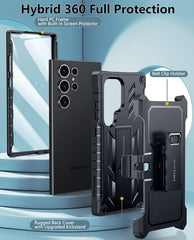 Galaxy S24 Ultra 5G 6.8 inches Case: Rugged Protective Phone Case with Belt Clip Holster and Kickstand