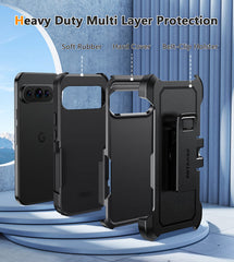 FNTCASE for Google Pixel 9/ 9 Pro Case: Dual Layer Military Grade Drop Protection Phone Cover with Belt-Clip Holster | Rugged Durable Heavy Duty Shockproof Protective Bumper Tough