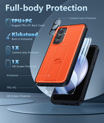 Samsung Galaxy S23 FE Case Shock Protection Cell Phone Cover Sturdy Matte Textured Bumper Case with Kickstand - FNTCASE OFFICIAL