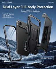 FNTCASE for iPhone 17 Air Case: Military Grade Rugged Cell Phone Cover with Kickstand and Belt Clip Holster