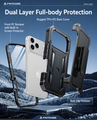 iPhone 18 Pro Max Case: Military Grade Rugged Cell Phone Cover with Kickstand and Belt Clip Holster