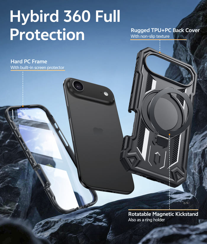 FNTCASE for iPhone Air Case with Ring Holder Magnetic Kickstand Military Grade Shockproof Protective Rugged Cell Phone Cover – FNTCASE OFFICIAL FNTCASE for iPhone Air Case with Ring Holder Magnetic Kickstand Military Grade Shockproof Protective Rugged Cell Phone Cover – FNTCASE OFFICIAL