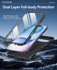 FNTCASE For iPhone 17 Air 6.6 inch Phone Case: Military Grade Shockproof with Built-in Screen Protector and Kickstand