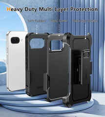 FNTCASE for Google Pixel 9A Case: Dual Layer Military Grade Drop Protection Phone Cover with Belt-Clip Holster | Rugged Durable Heavy Duty Shockproof Protective Bumper Tough