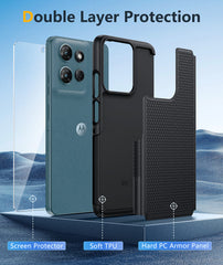 Motorola Moto G 5G 2026 Phone Case: Dual Layer Heavy Duty Protective Cover Shockproof Rugged with Non-Slip Textured Back