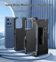 FNTCASE for Moto G 5G 2025 Case: Dual Layer Military Grade Drop Protection Phone Cover with Belt-Clip Holster | Rugged Durable Heavy Duty Shockproof Protective Bumper Tough