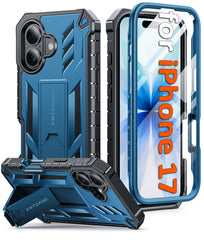 FNTCASE iPhone 17用スマホケース：ミリタリーグレードの耐衝撃性、スクリーンプロテクターとキックスタンド内蔵