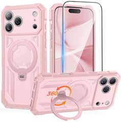 iPhone 17 Pro Magnetic Rugged Case Featuring Ring Kickstand Military Grade Protection