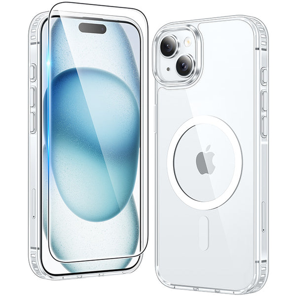 MINSUS iPhone 15 Plus クリアケース iPhone 15 Plus クリア ケース: 磁気充電、黄ばみ防止、耐衝撃性