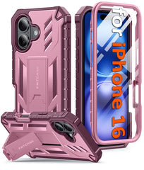 FNTCASE For iPhone 16 6.1 inch 2024 Phone Case: Military Grade Shockproof with Built-in Screen Protector and Kickstand