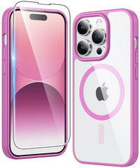 FNTCASE for iPhone 14 Pro Case: Clear Anti Yellowing Magnetic Military Grade Drop Protection Cell Phone Cover - Rugged Shockproof Protective Bumper Transparent