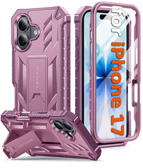FNTCASE iPhone 17用スマホケース：ミリタリーグレードの耐衝撃性、スクリーンプロテクターとキックスタンド内蔵