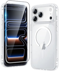 FNTCASE for iPhone 17 Pro 6.3 inch Clear Case: Wireless Charging Anti Yellowing Shockproof Phone Case