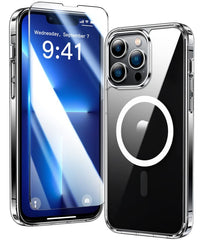 FNTCASE iPhone 14 Pro用クリア電話ケース: 磁気充電、耐衝撃、Magsafe対応
