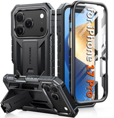 FNTCASE Handyhülle für iPhone 17 Pro 6,3 Zoll: Stoßfest in Militärqualität mit integriertem Displayschutz und Ständer