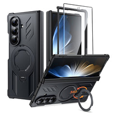 Samsung Galaxy Z Fold 7 Magnetic Rugged Case Featuring Ring Kickstand Military Grade Protection
