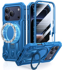 FNTCASE for iPhone 17 Pro Case with Ring Holder Magnetic Kickstand Military Grade Shockproof Protective Rugged Cell Phone Cover