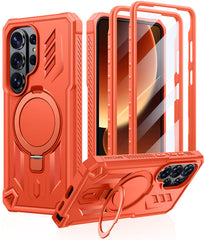 Magnetic Kickstand Case for Samsung Galaxy S26 Ultra 6.9”, Military Grade Protective Cover with Built-in Screen Protector & 2 Front Frames