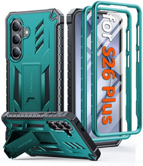 Samsung Galaxy S26 Plus Case with Built-in Screen Protector and Kickstand – Military Rugged, 2 Front Frames, Drop Proof Protective Cover