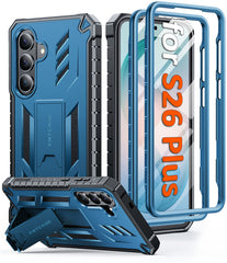 Samsung Galaxy S26 Plus Case with Built-in Screen Protector and Kickstand – Military Rugged, 2 Front Frames, Drop Proof Protective Cover