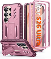 Samsung Galaxy S26 Ultra Case with Built-in Screen Protector and Kickstand – Military Rugged, 2 Front Frames, Drop Proof Protective Cover
