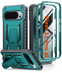 Google Pixel 11 Pro XL Case with Kickstand, Built-in Screen Protector, 2 Front Frames, 20FT Military Drop Protection, Shockproof TPU Rugged