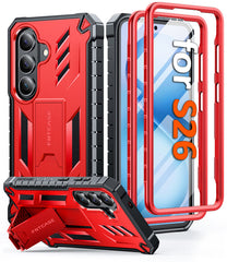 Samsung Galaxy S26 Case with Built-in Screen Protector and Kickstand – Military Rugged, 2 Front Frames, Drop Proof Protective Cover
