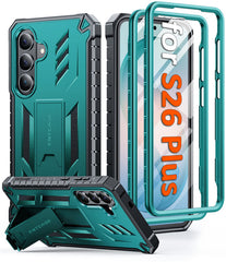 Samsung Galaxy S26 Plus Case with Built-in Screen Protector and Kickstand – Military Rugged, 2 Front Frames, Drop Proof Protective Cover